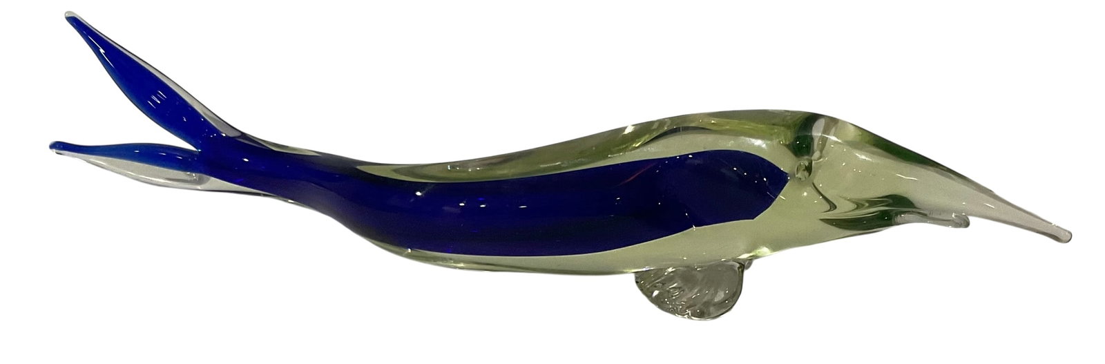 Murano Art Glass Eel Sculpture in blue and yellow sommerso glass attributed to Archimede Seguso: Murano Art Glass Eel Sculpture in blue and yellow sommerso glass attributed to Archimede Seguso