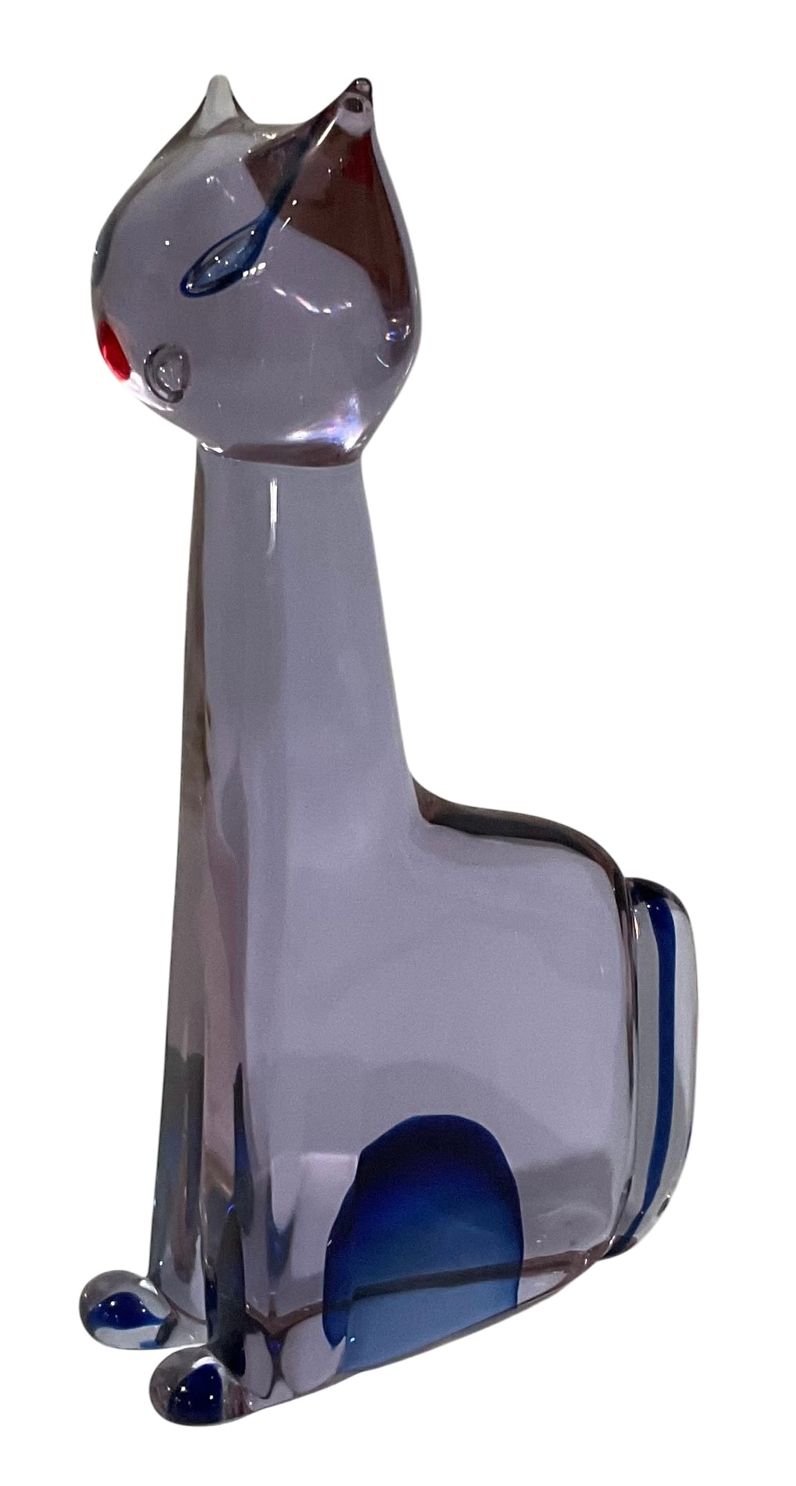 Antonio Da Ros Murano Art Glass Sommerso Cat figure for Cenedese: Antonio Da Ros Murano Art Glass Sommerso Cat figure for Cenedese