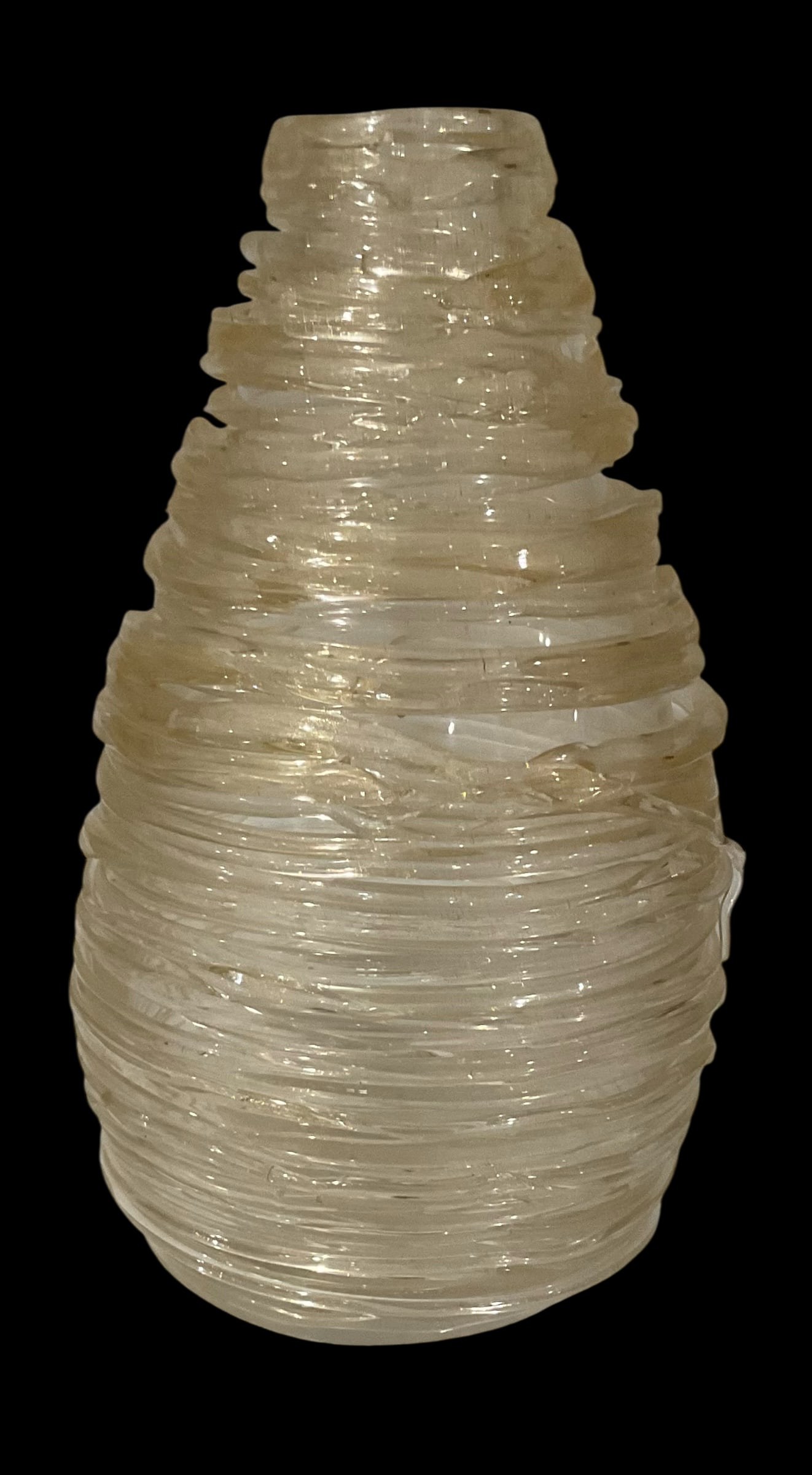 Large Gold Murano Art Glass Vase in gold with wrapped strand applications (1 of 4)