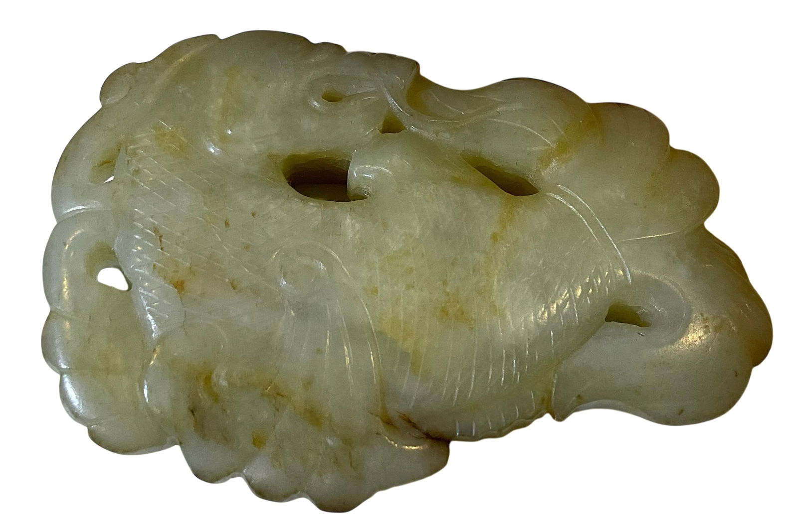 Carved Chinese Jade amulet with mythical beasts 2 sided (1 of 4)