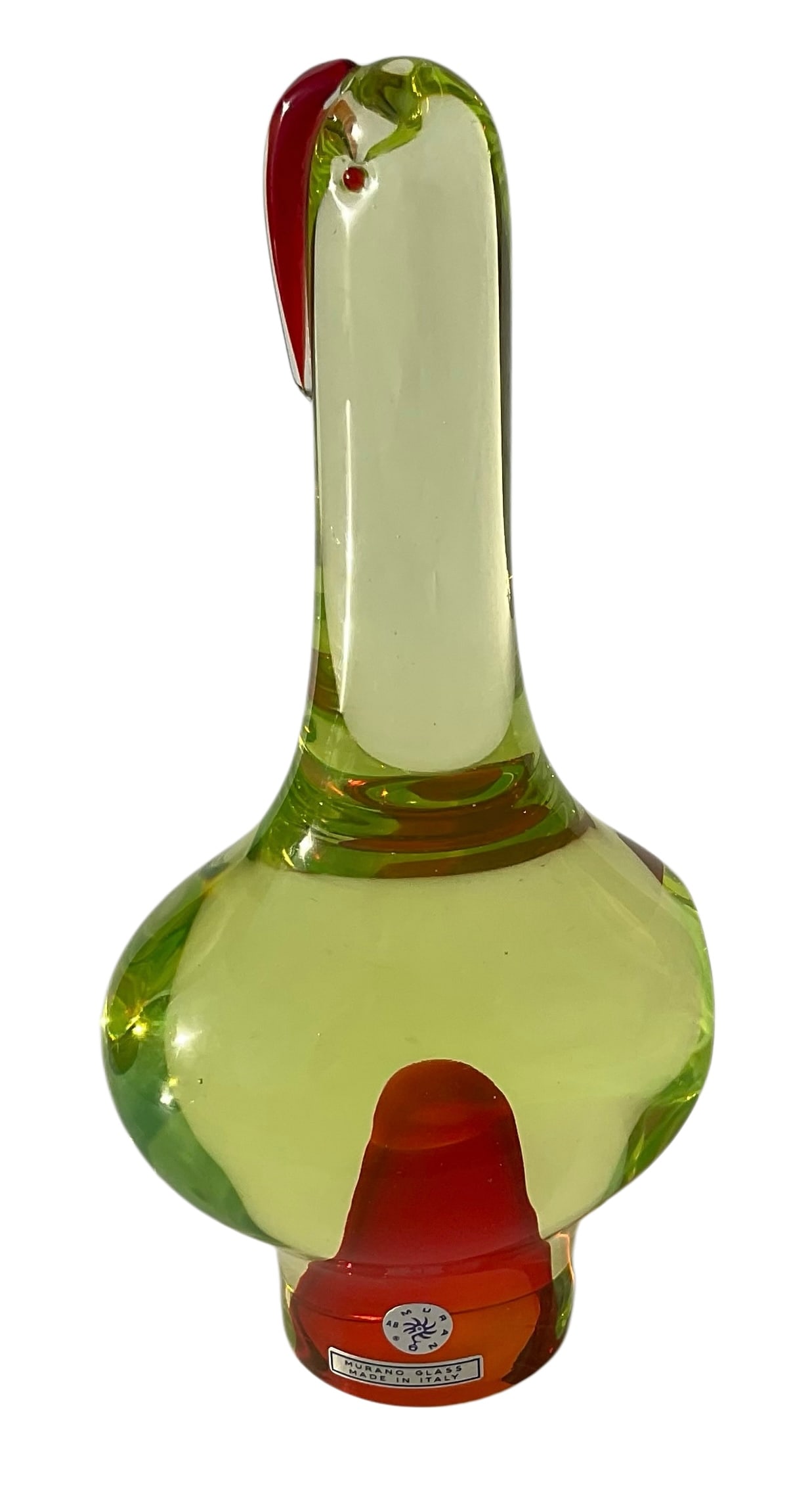 Antonio Da Ros Cenedese Murano Sommerso Art Glass bird sculpture with original labels 2 ways to (1 of 2)