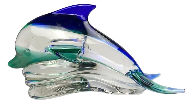 Archimede Seguso Murano Art Glass Dolphin Sculpture Signed by the artist: Archimede Seguso Murano Art Glass Dolphin Sculpture Signed by the artist