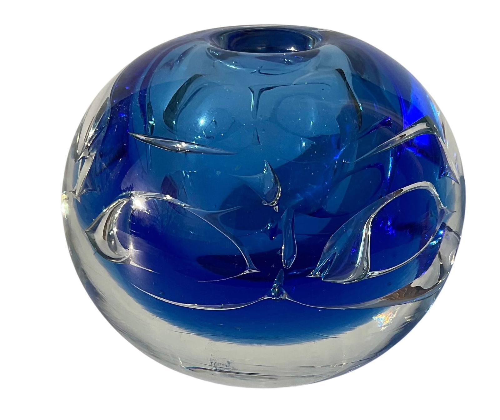 Dominick Labino Artist signed and dated ariel vase circa 1973: Dominick Labino Artist signed and dated ariel vase circa 1973