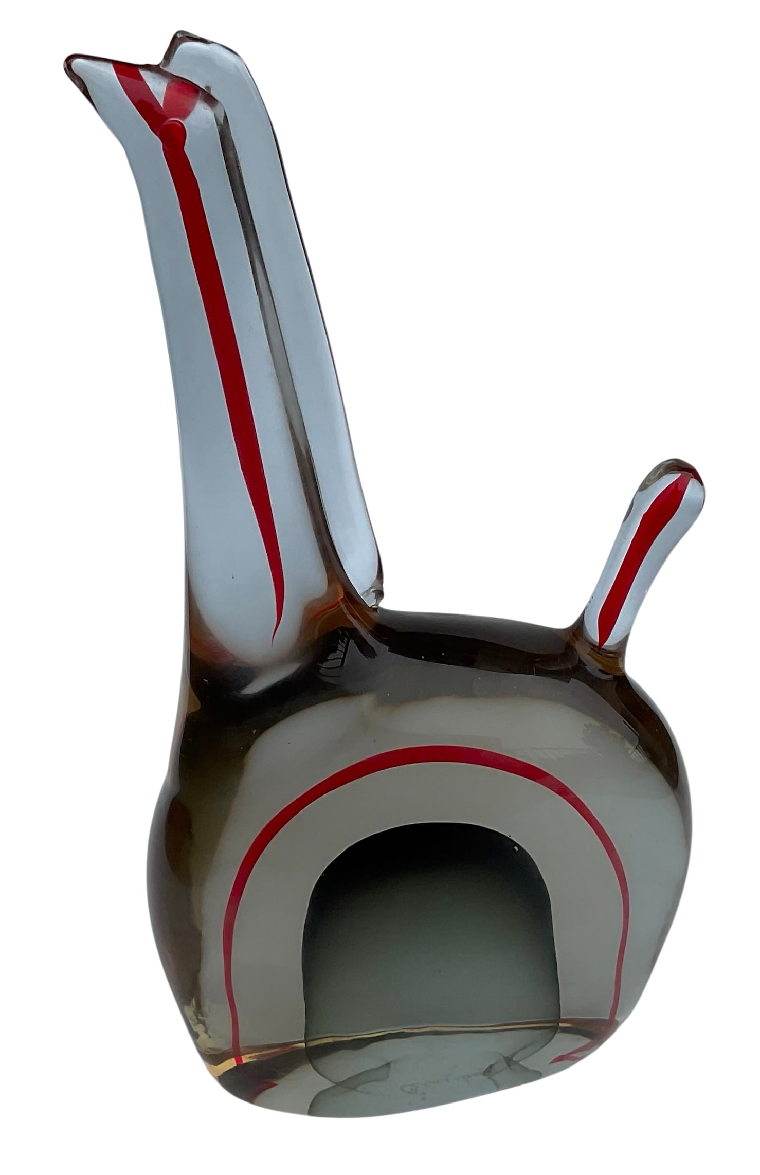 Antonio da Ros Cenedese Murano Art Glass sculpture of a horse in sommerso glass signed: Antonio da Ros Cenedese Murano Art Glass sculpture of a horse in sommerso glass signed. Under black light this piece glows red.