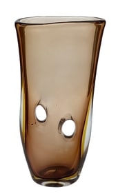 Fulvio Bianconi for Venini Sommerso Vase with pierced decoration signed with 3 line acid stamp