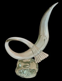 Large Luciano Gaspari Salviati Murano Art Glass bird sculpture signed L Gaspari