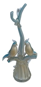 Alfredo Barbini Attibuted large double bird murano sculpture in circus tent blue and white
