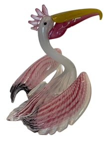 Sardini Crystal Murano Style labeled and signed art glass figure of a toucan