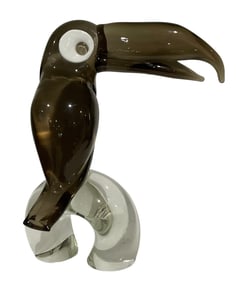 Licio Zanetti Murano Art Glass Figure of a Toucan on stand signed by the artist