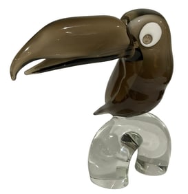 Licio Zanetti Murano Art Glass Figure of a Toucan on stand signed by the artist