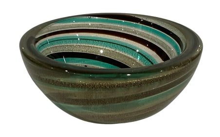 Murano At Glass bowl with swirling cane decoration