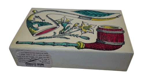 Piero Fornasetti pipe decoration dresser box with original label
