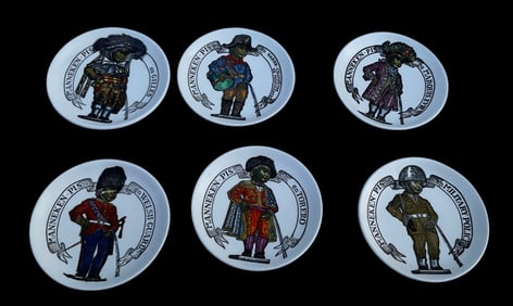 SET of 6 Signed Fornasetti Coasters Porcelain