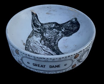 Piero Fornasetti Great Dane Signed Porcelain dog dish