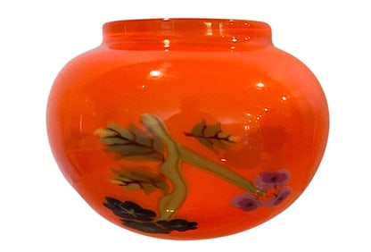 Artistica Barovier RARE Murano glass Floreali Vase in vibrant orange with flower decoration