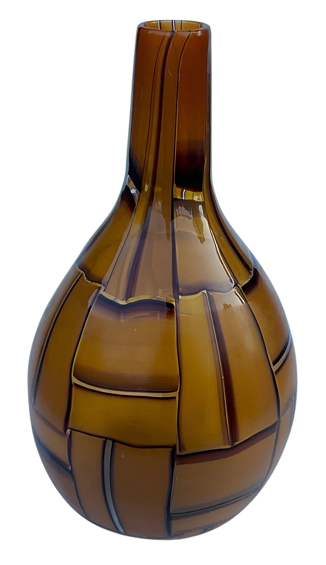 Ercole Barovier for Barovier and Toso Murano art glass patchwork vase with original label: Ercole Barovier for Barovier and Toso Murano art glass patchwork vase with original label in use from 1956 to 1970.