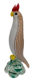 Dino Martens for Aureliano Toso Rare Murano Art Glass rooster on glass base modeled as a stone with
