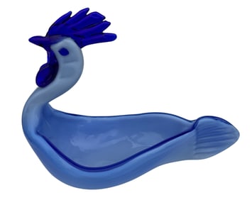 Dino Martens Aureliano Toso attributed Murano Art Glass Sculpture of a rooster in vibrant blue