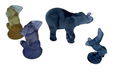 Lalique France signed group of 4 figures