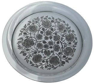 Lalique France large art glass centerpiece charger with enamel decoration