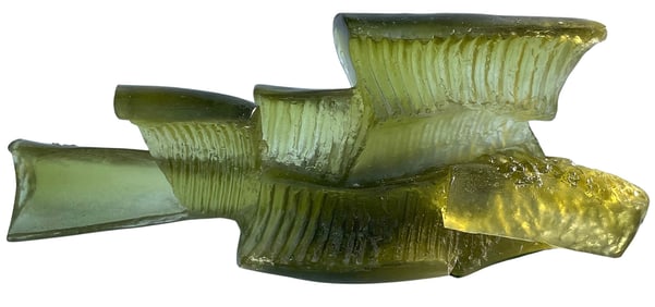 Daum France Signed Art Glass Wave Sculpture in Pate De Verre Glass