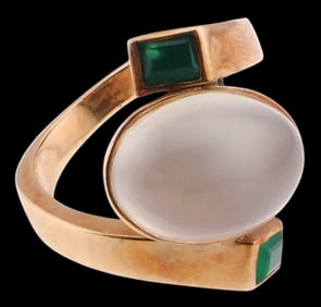 Antonio Pineda TAXCO 14K gold and Moonstone ring size 6.75 signed