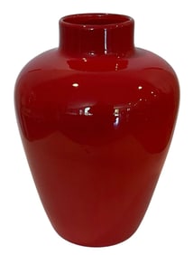 Red Pasta Glass Venini Art Glass Vase signed with 3 line acid stamp Venini Murano Italia