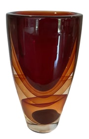 LARGE Murano Studio Glass Sommerso Vase Signed by the artist Romanno Dona