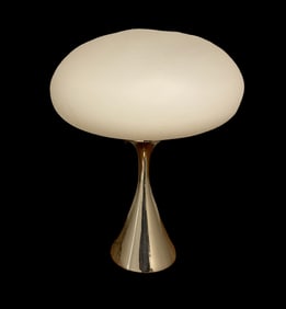 Laurel art glass with chrome mid century modern lamp
