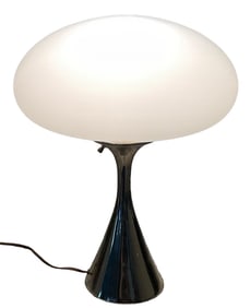 Laurel art glass with black base mid century modern lamp