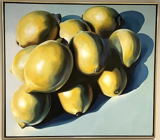 Lowell Nesbitt 10 LEMONS Original Oil on Canvas Painting