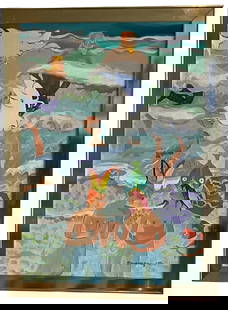 Rosemary Otto Vibrant Oil painting of aquatic scene: Rosemary Otto Vibrant Oil painting of aquatic scene