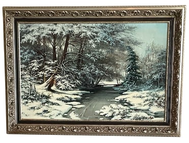 Roberto Scalvini LARGE Oil Painting Winter Snow scene