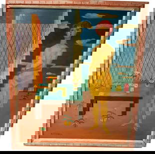 LARGE Frank Dinnino Oil on Canvas Mid Century Modern signed and dated: LARGE Frank Dinnino Oil on Canvas Mid Century Modern signed and dated