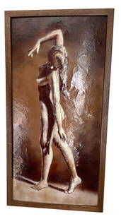 Livius Borothea (1869-1961) Enamel of nude dancer: Livius Borothea (1869-1961) Enamel of nude dancer