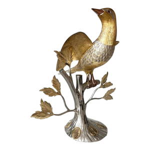 TANE Signed Amazing Sterling mixed metal bird sculpture