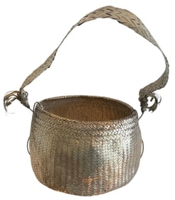 TANE Signed Monumental Sterling basket weave basket