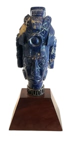 Los Castillo Signed blue Lapis taxco figure on rosewood stand