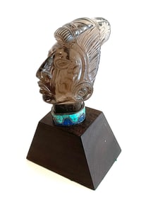 Los Castillo Signed Taxco figure on wood stand transucent brown