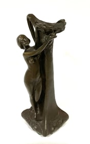 T Loran Signed art deco style bronze ewer