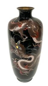 Meiji Period Large Cloisonne Vase with intense dragon decoration