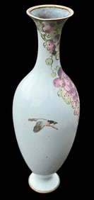 Namikawa Yasuyuki  Style BABY Blue Meiji Period Japanese Cloisonne vase bird decoration