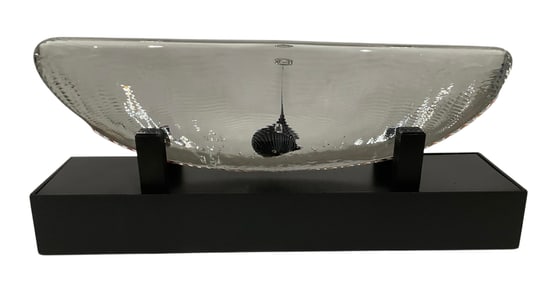 Bertil Vallien Signed Kosta Boat sculpture and stand