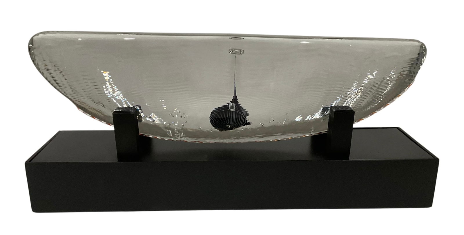 Bertil Vallien Signed Kosta Boat sculpture and stand: Bertil Vallien Signed Kosta Boat sculpture and stand