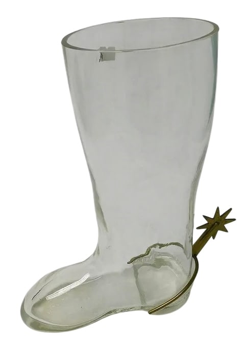 Carl Aubock Glass boot with brass spur: Carl Aubock Glass boot with brass spur