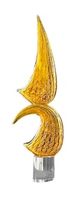 Large Artist Signed Murano Art Glass sculpture in vibrant gold on clear base