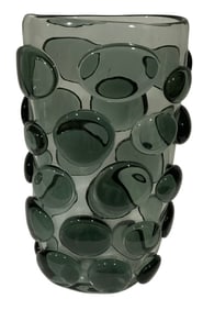 Enrique Commozzo LARGE Murano Art Glass vase with applications signed by the artist
