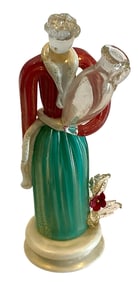 Seguso Vetri D'Arte Figure with vase circa 1930 signed with MADE IN ITALY Acid Mark