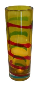 Marcello Furlan Large Signed vibrant yellow vase with alternating stripes
