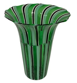 Barovier style Murano art glass complicated cane patchwork vase